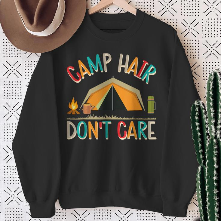 Camp Hair Don't Care Camping Outdoor Camper Wandern Sweatshirt Geschenke für alte Frauen