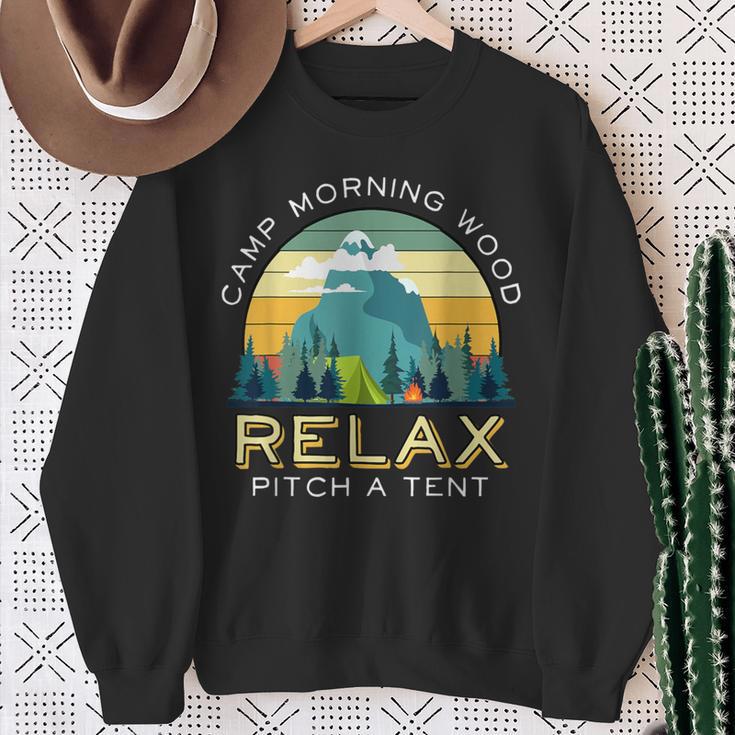 Camp Morning Wood Quote Camper Backpacker Sweatshirt Gifts for Old Women