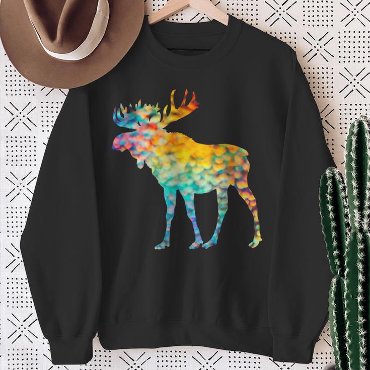 Candian Moose Abstrast Colorful Bright Group Sweatshirt Gifts for Old Women