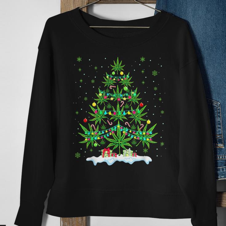 Cannabis Christmas Tree Xmas Smoking Weed Marijuana Sweatshirt Gifts for Old Women