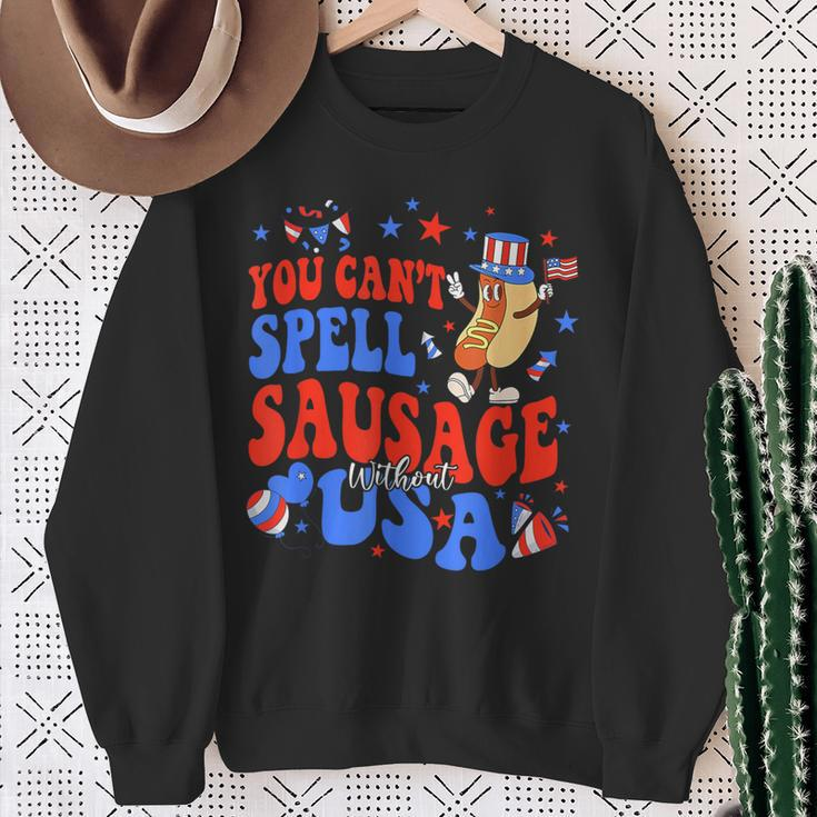 You Cant Spell Sausage Without Usa 4Th Of July Hotdog Sweatshirt Gifts for Old Women