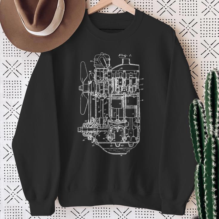 Car Engine Blueprint Car Auto Mechanic Garage Engineer Men Sweatshirt Gifts for Old Women