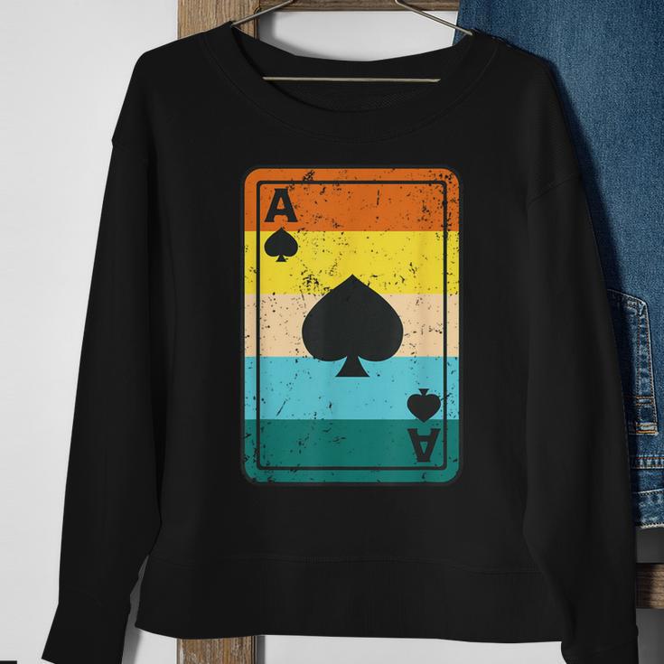 Casino Poker Player Gambling Retro Play Cards Ace Of Spade Sweatshirt Gifts for Old Women