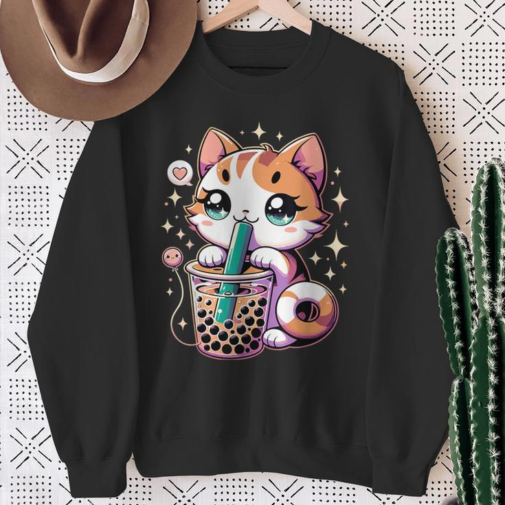 Cat Boba Japanese Kawaii Anime Kitty Bubble Tea Neko N Sweatshirt Gifts for Old Women