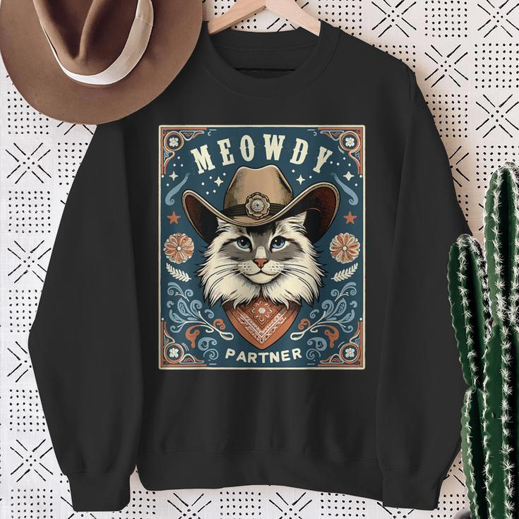 Cat Cowboy Mashup Meowdy Partner Poster Western Sweatshirt Gifts for Old Women