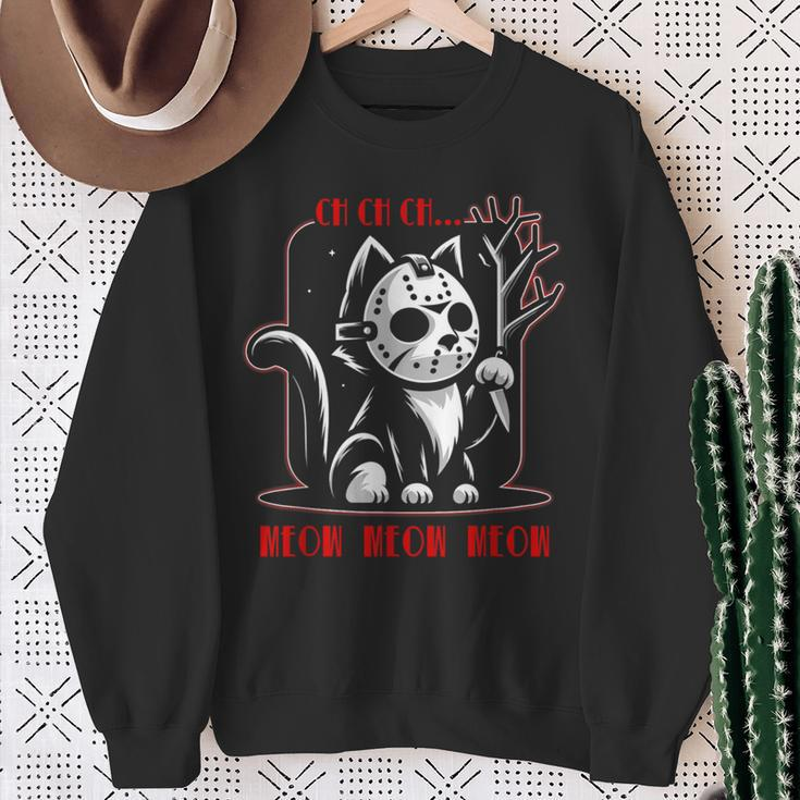 Graphic Cat Animal Horror Movie Cute Kitten Meow Sweatshirt Gifts for Old Women