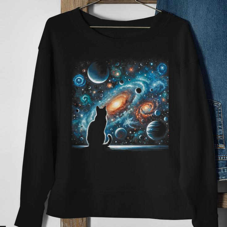 Cat Galaxy Cat Lover For Cat Dad Cat Mom Kid Sweatshirt Gifts for Old Women