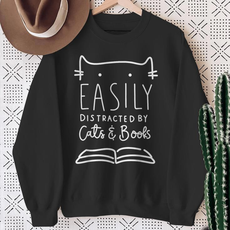 Cat Lover Cats And Books Book Lover Reading Lover Cat Sweatshirt Gifts for Old Women