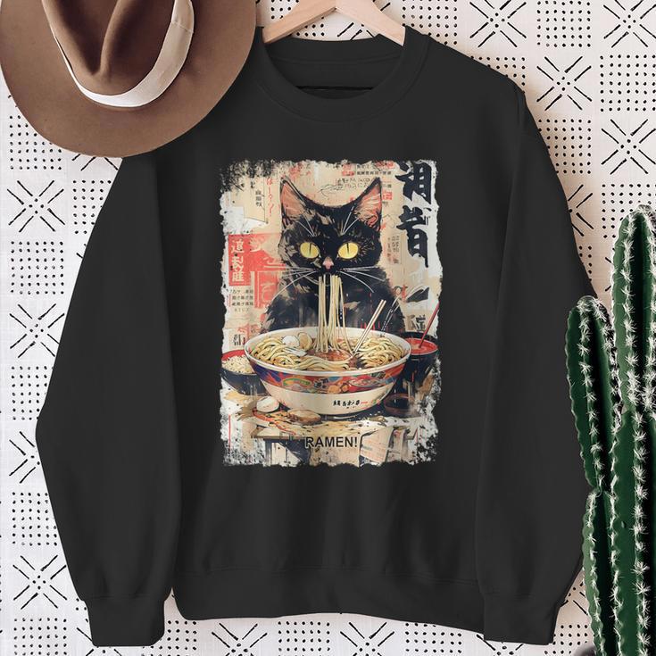 Cat Ramen Noodle Japanese Anime Manga Ramen Kawaii Cat Sweatshirt Gifts for Old Women