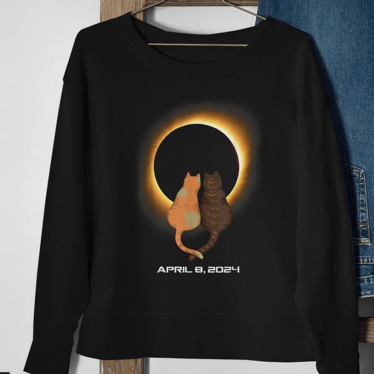 Cat Solar Eclipse 2024 Totality Sweatshirt Gifts for Old Women