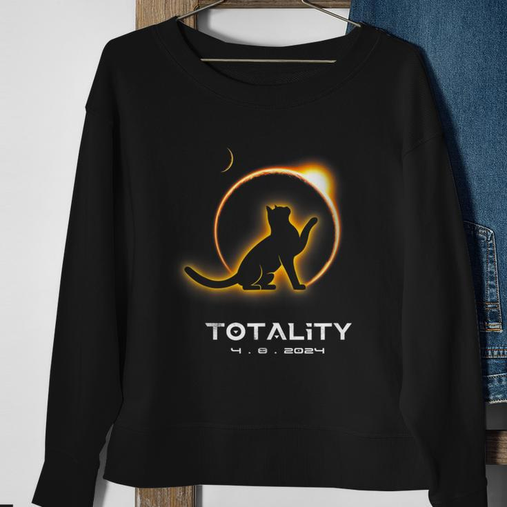 Cat Totality 4082024 Total Solar Eclipse 2024 Sweatshirt Gifts for Old Women