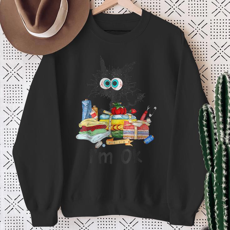 Cats I'm Ok Quilting Love Cats Sweatshirt Gifts for Old Women