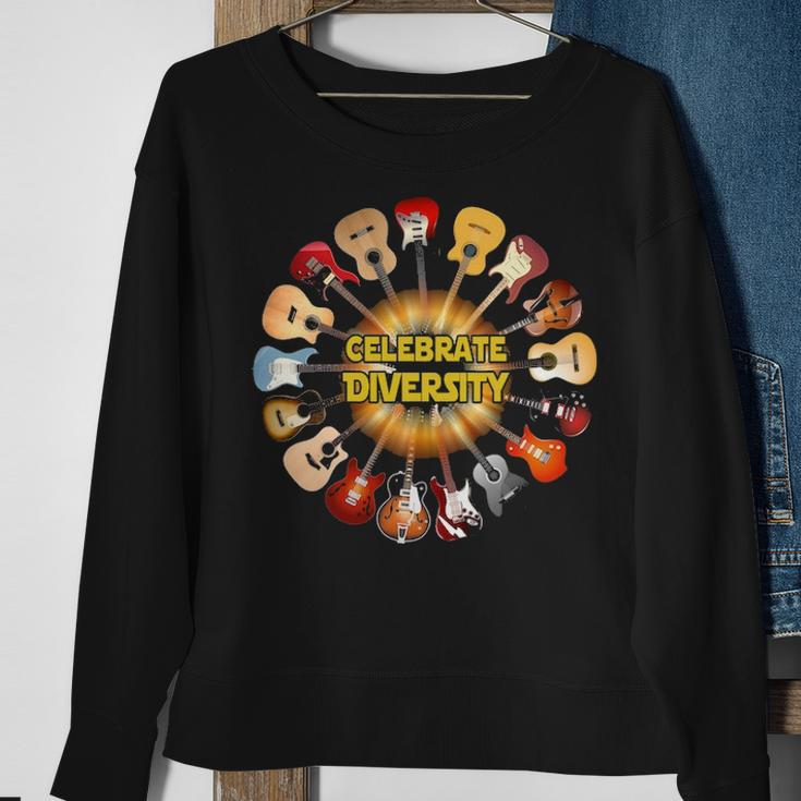 Celebrate Diversity Guitar Sweatshirt Gifts for Old Women