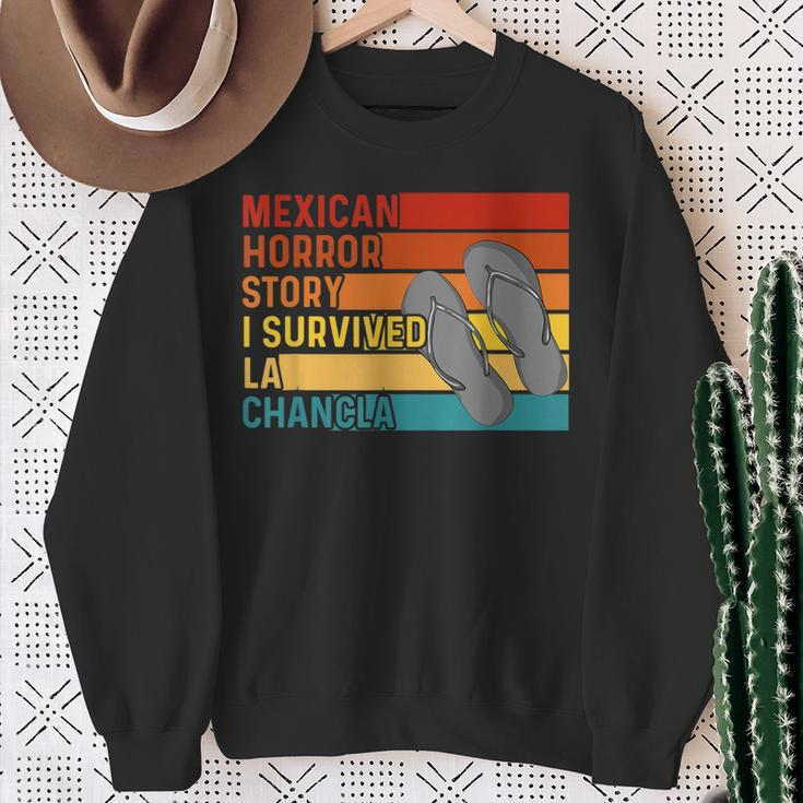 Chancla Survivor Spanish Joke Mexican Meme Saying Sweatshirt Gifts for Old Women