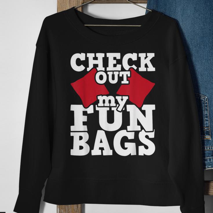 Check Out My Funbags Cornhole Player Bean Bag Game Sweatshirt Gifts for Old Women