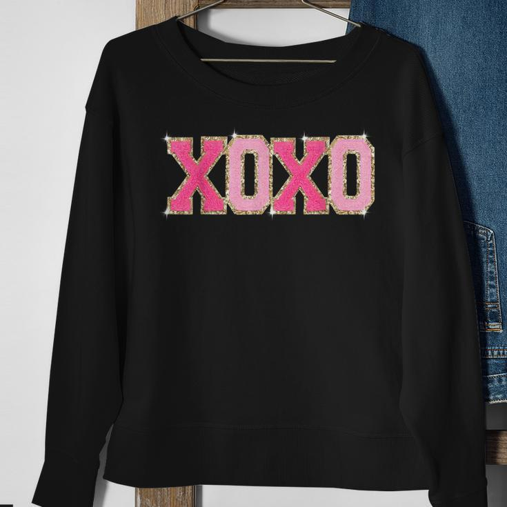 Chenille Patch Sparkling Xoxo Valentine Day Heart Love Sweatshirt Gifts for Old Women