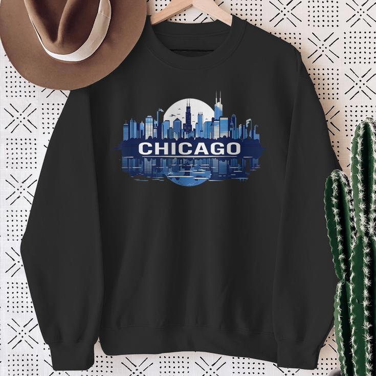 Chicago City Downtown Skyline Sweatshirt Gifts for Old Women