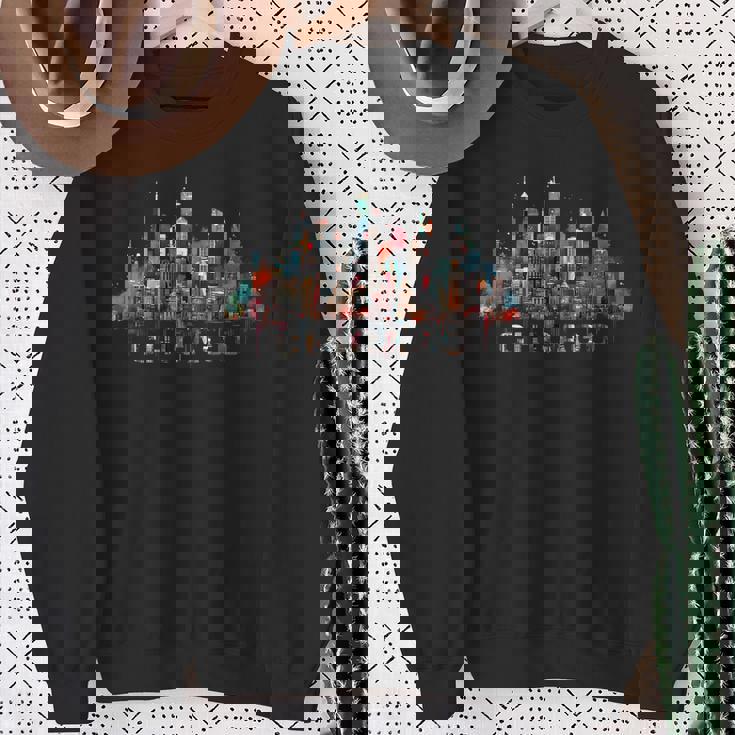 Chicago City Downtown Skyline Sweatshirt Gifts for Old Women