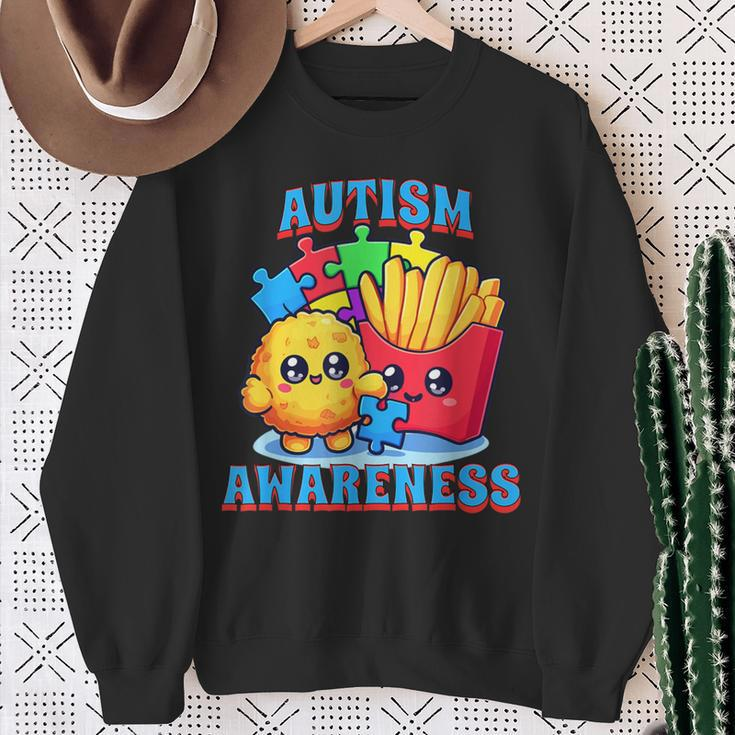 Chicken Nugget And French Fries Autism Awareness Sweatshirt Gifts for Old Women
