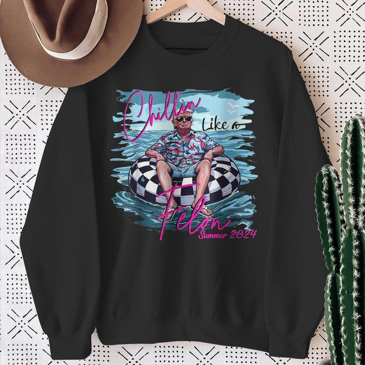 Chillin Like A Felon Trump For President 2024 Trump 2024 Sweatshirt Gifts for Old Women