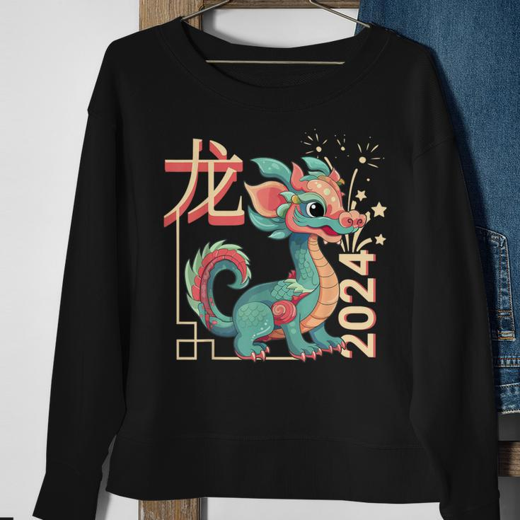 Chinese Dragon Lunar New Year 2024 Green Cute Anime Zodiac Sweatshirt Gifts for Old Women