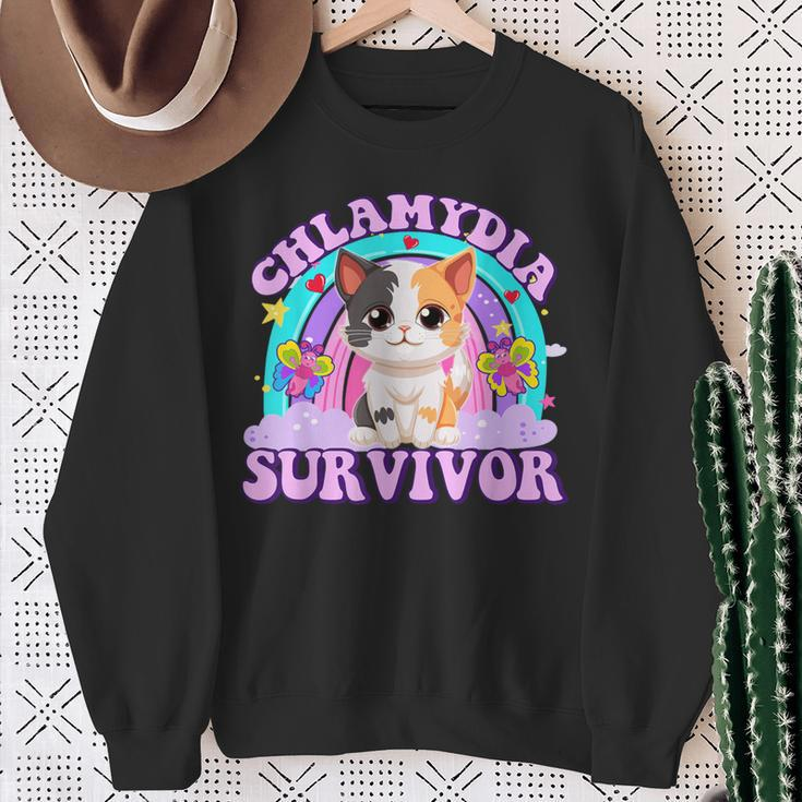 Chlamydia Survivor Cat Meme For Adult Humor Sweatshirt Gifts for Old Women