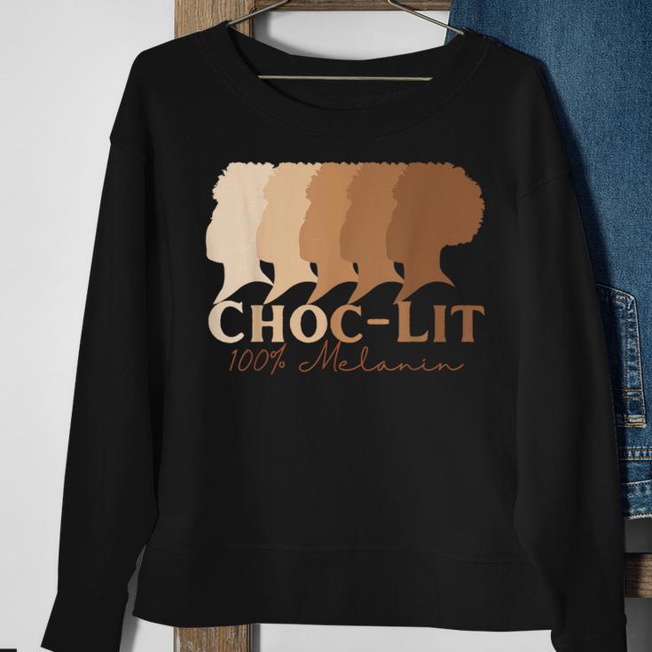 Choc-Lit 100 Melanin Black Pride History Bhm Ethnic Sweatshirt Gifts for Old Women