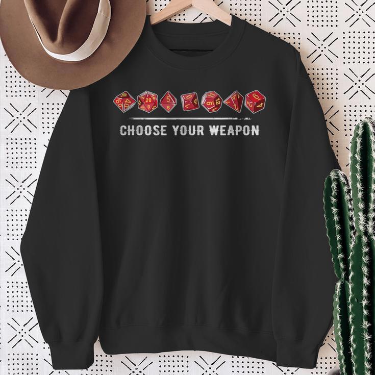 Choose Your Weapon Vintage Dice Rpg Sweatshirt Gifts for Old Women