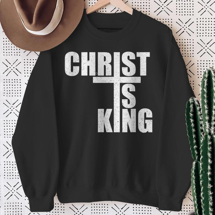 Christ Is King Jesus Is King Cross Crucifix Sweatshirt Gifts for Old Women