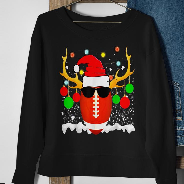 Christmas Football Santa Hat Sports Xmas Team Lovers Holiday Sweatshirt Gifts for Old Women