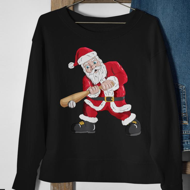 Christmas Santa Claus With Baseball Bat Baseball Sweatshirt Gifts for Old Women