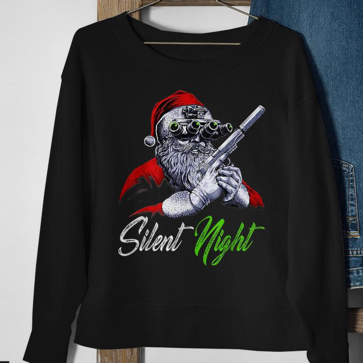 Christmas Santa Claus Guns Silent Night Santa Xmas Matching Sweatshirt Gifts for Old Women