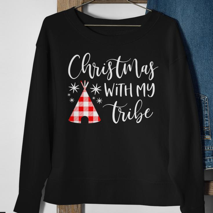 Christmas With My Tribe Family Pajamas Buffalo Plaid Sweatshirt Gifts for Old Women