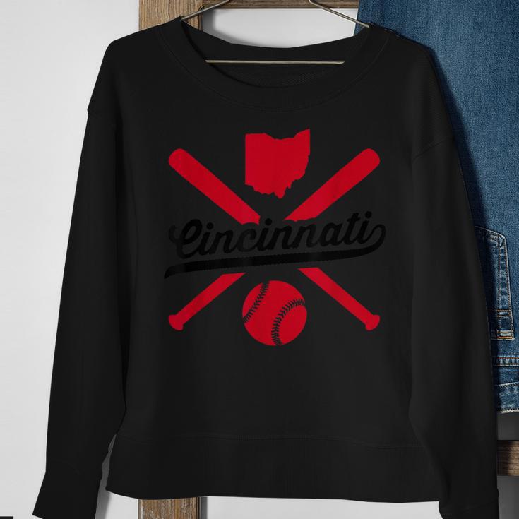 Cincinnati Baseball Vintage Ohio Pride Red Love City Sweatshirt Gifts for Old Women