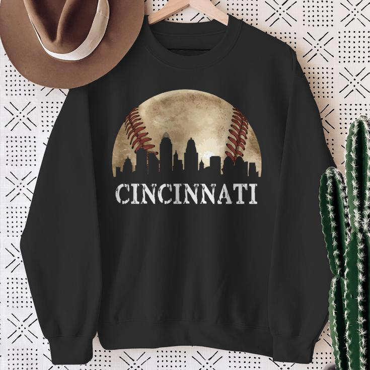 Cincinnati Skyline City Vintage Baseball Lover Sweatshirt Gifts for Old Women