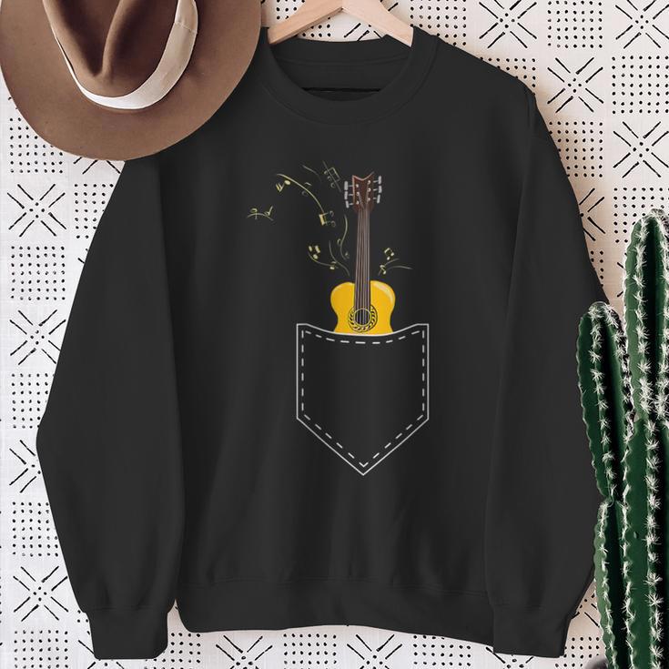 Cinco De Mayo Guitar In Pocket Music Mexican Fiesta Sweatshirt Gifts for Old Women