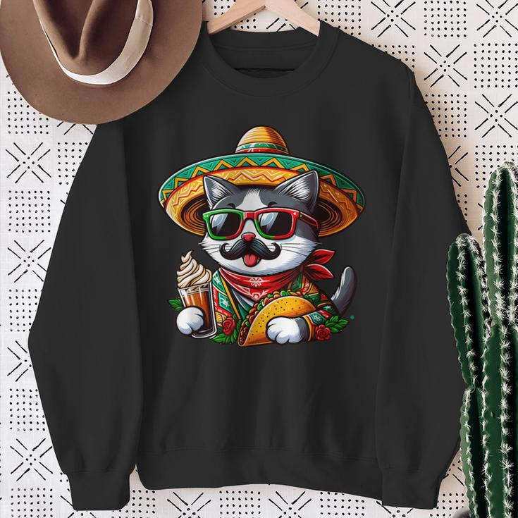 Cinco De Meow Cat Taco Mexican Fiesta Sweatshirt Gifts for Old Women