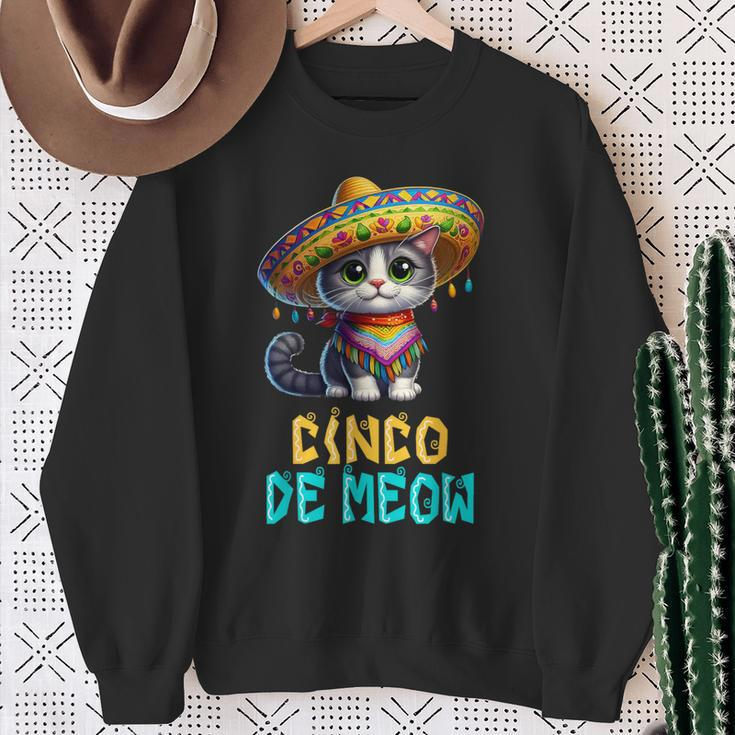 Cinco De Meow With Smiling Cat Lover Sweatshirt Gifts for Old Women