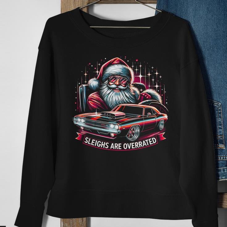 Classic Muscle Car Santa Hotrod V8 Enthusiast Christmas Sweatshirt Gifts for Old Women