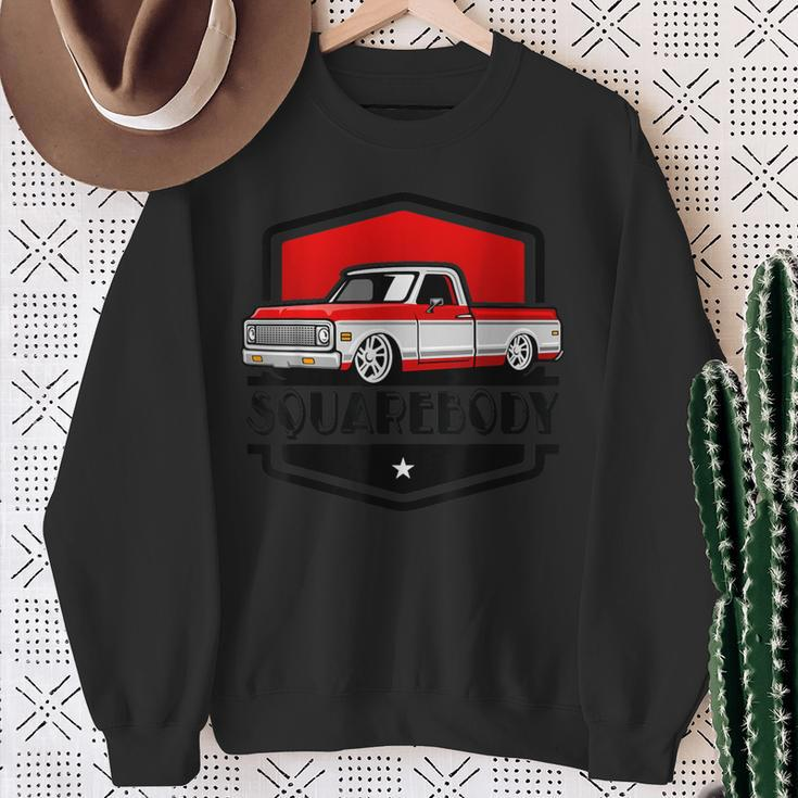 Classic Squarebody Pickup Truck Lowered Automobiles Vintage Sweatshirt Gifts for Old Women