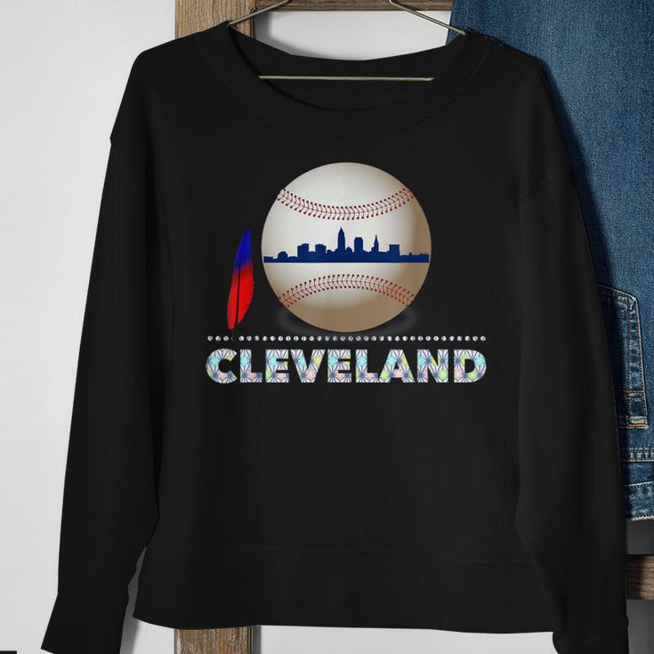 Cleveland Hometown Indian Tribe Ball With Skyline Sweatshirt Gifts for Old Women