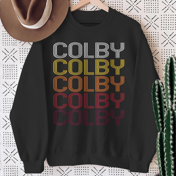 Colby Retro Wordmark Pattern Vintage Style Sweatshirt Gifts for Old Women