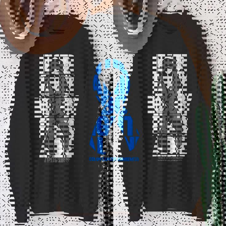 Colorectal Cancer Support Family Blue Colon Cancer Awareness Sweatshirt Gifts for Old Women