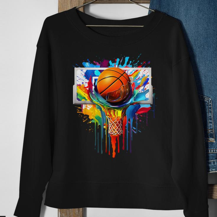 Colorful Basketball Tie Dye Color Splash Hoop Net Slam Dunk Sweatshirt Gifts for Old Women
