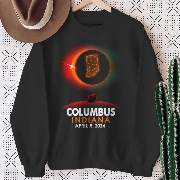 Columbus Indiana Total Solar Eclipse 2024 Sweatshirt Gifts for Old Women