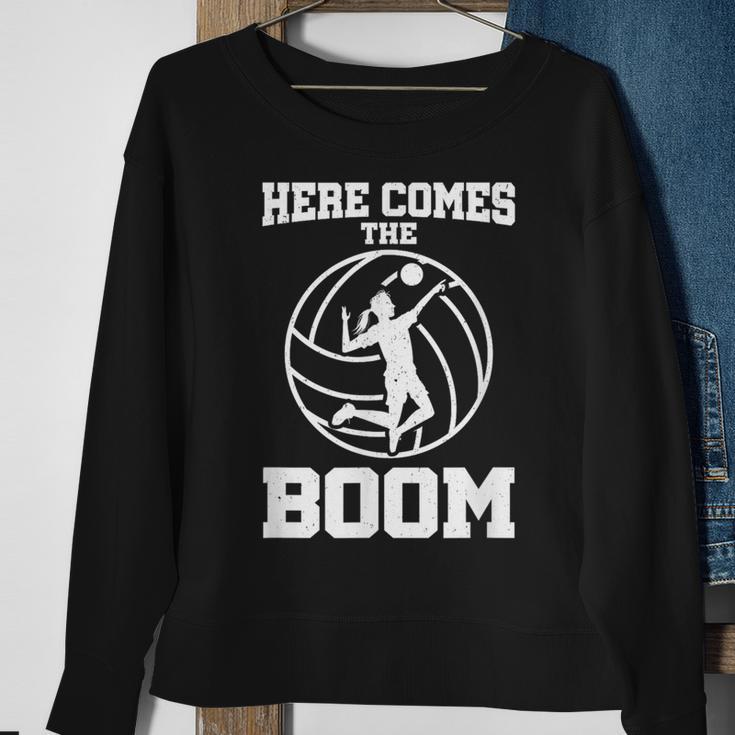 Here Comes The Boom Attack Hit Spike Volleyball Sweatshirt Gifts for Old Women