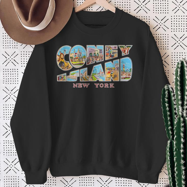 Coney Island New York Ny Vintage Retro Souvenir Sweatshirt Gifts for Old Women