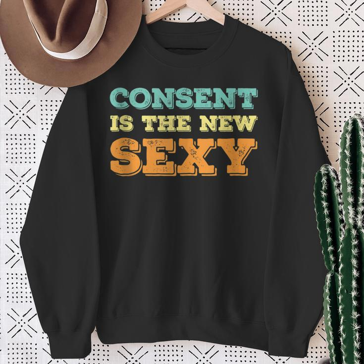Consent Is The New Sexy Sexual Awareness Vintage Retro Sweatshirt Gifts for Old Women
