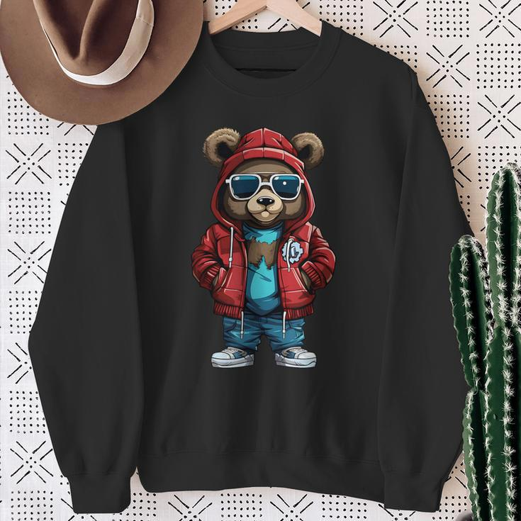 Cool Hip-Hop Bear Streetwear Graphic Sweatshirt Gifts for Old Women