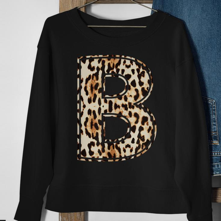 Cool Letter B Initial Name Leopard Cheetah Print Sweatshirt Gifts for Old Women